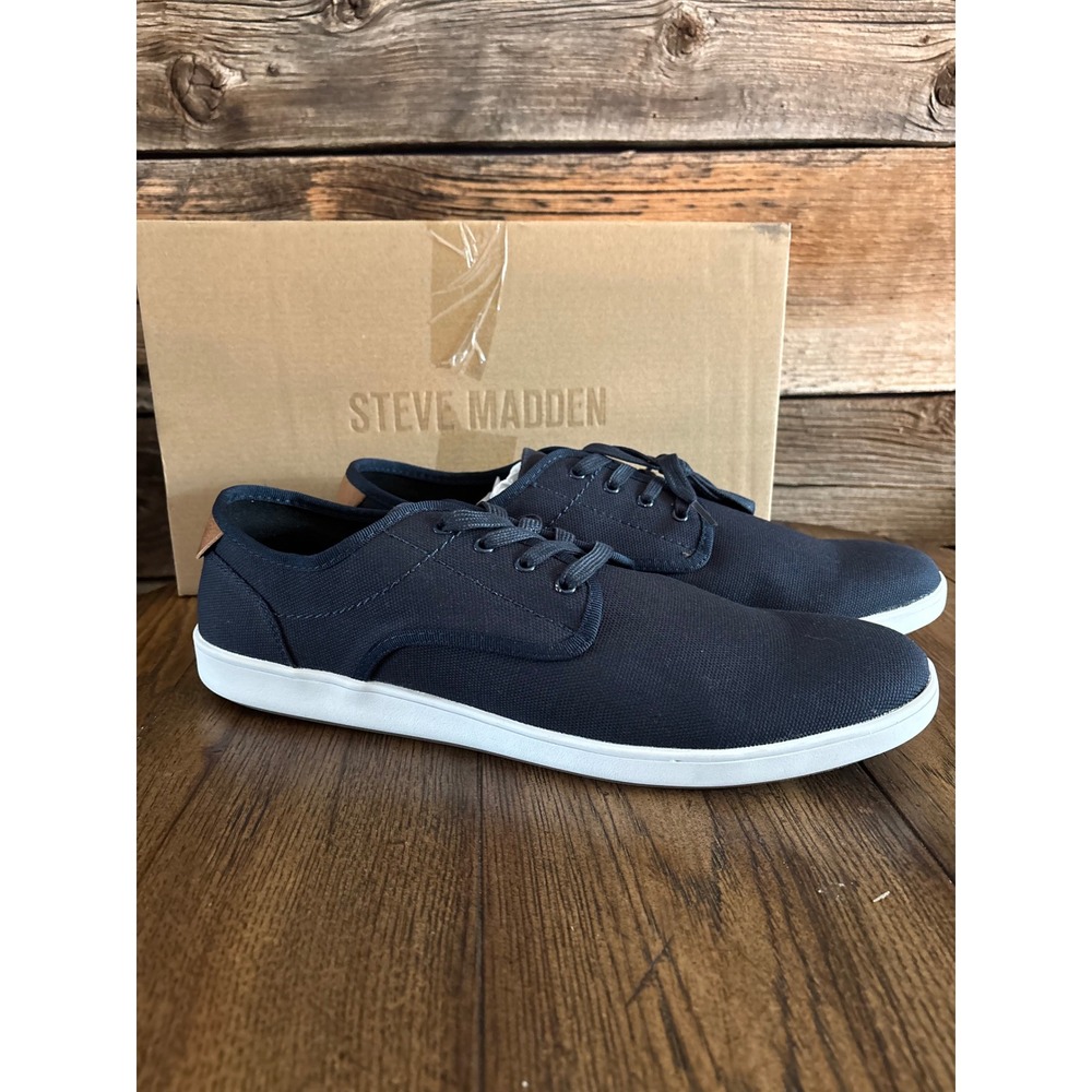 Steve Madden Fenta Mens Navy Canvas Low Top Lace Up Sneakers Size 15 460150